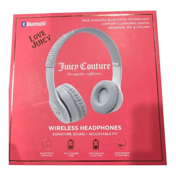 Juicy Couture love juicy white true wireless bluetooth cushioned headphones‎ new - Picture 16 of 16